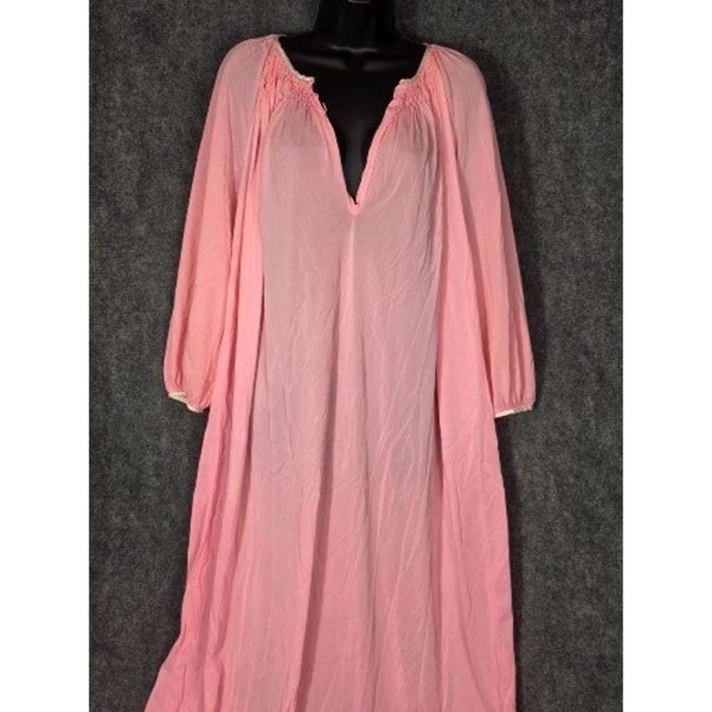 Eve Stillman Vintage Pink‎ Smocked V-Neck Maxi Nightgown Long Sleeve Philippines